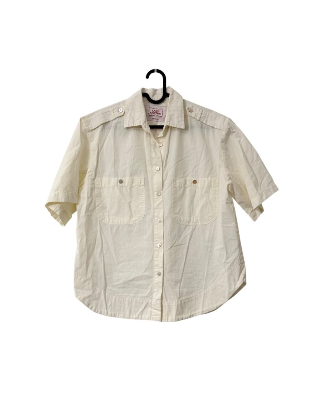 Lady Captain Ivory Utility Short Sleeve Camp Safari Button Shirt Womens Medium